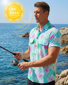 Cozople Mens Button Down Short Sleeve Sun Protection Fishing Shirts UPF 50+ Cooling Quick Dry Hiking Shirt for Travel Safari